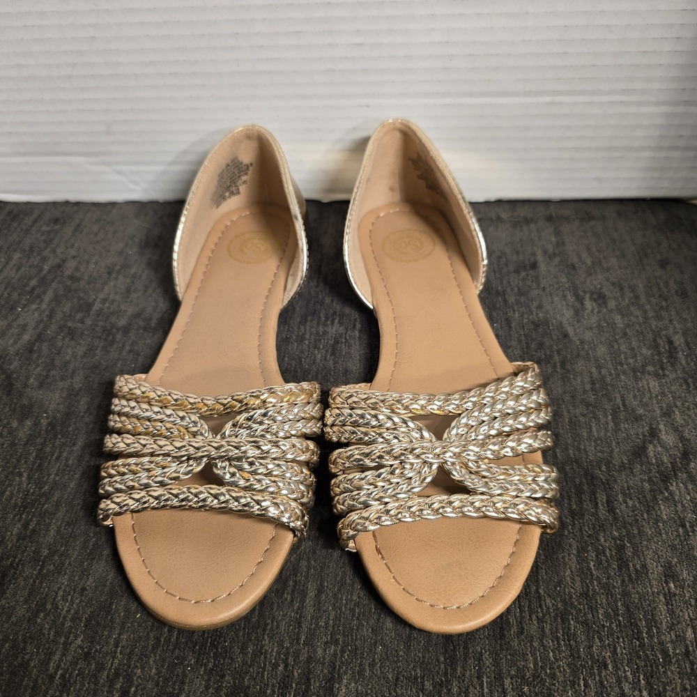 SO Women Gold Metallic Braided D'Orsay Flats Shoes DARFISHMETALLIC Size 6.5
